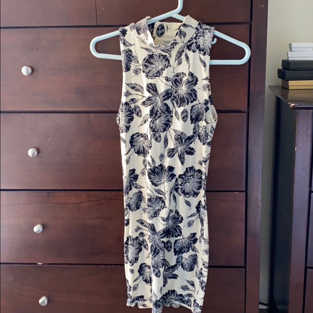 Forever 21 Floral High Collar Bodycon Mini Dress